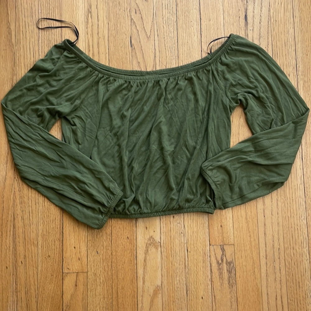 H&M Divided Off Shoulder Green Top